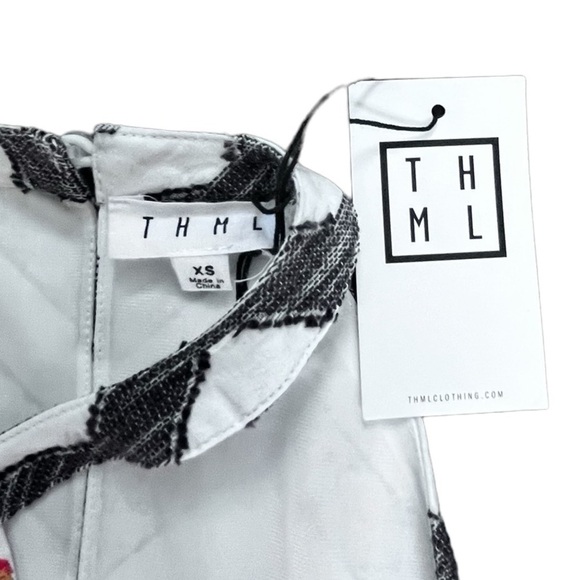 Anthropologie THML Embroidered Dress Sleeveless XS Chevron  Lined Spring Summer - Picture 10 of 11